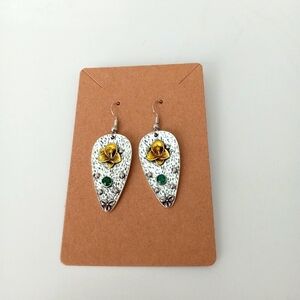 Silver Earrings with Yellow and Green Accents